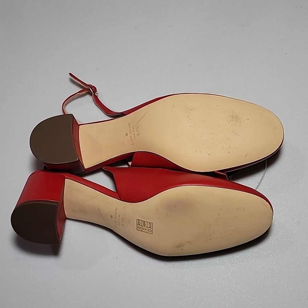 Kate Spade Cherry Red Leather Bow Slingback Heels Size 9.5 M - Picture 6 of 14